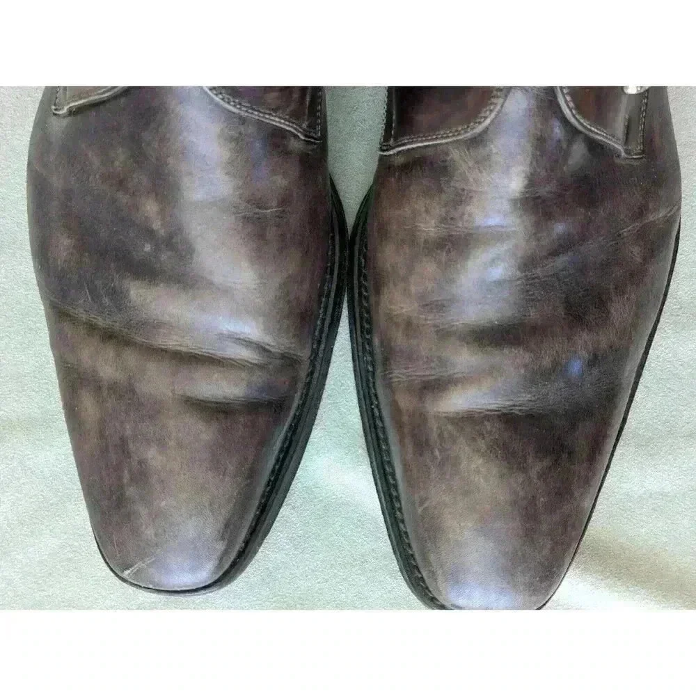 Magnanni Marco Cuero Single Monk Strap Gray Mens Dress 13276 Sz 10.5 M